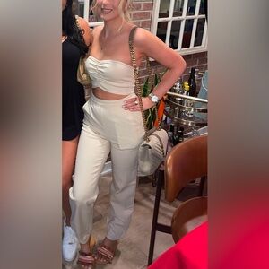 Cream Cut Out Jumpsuit